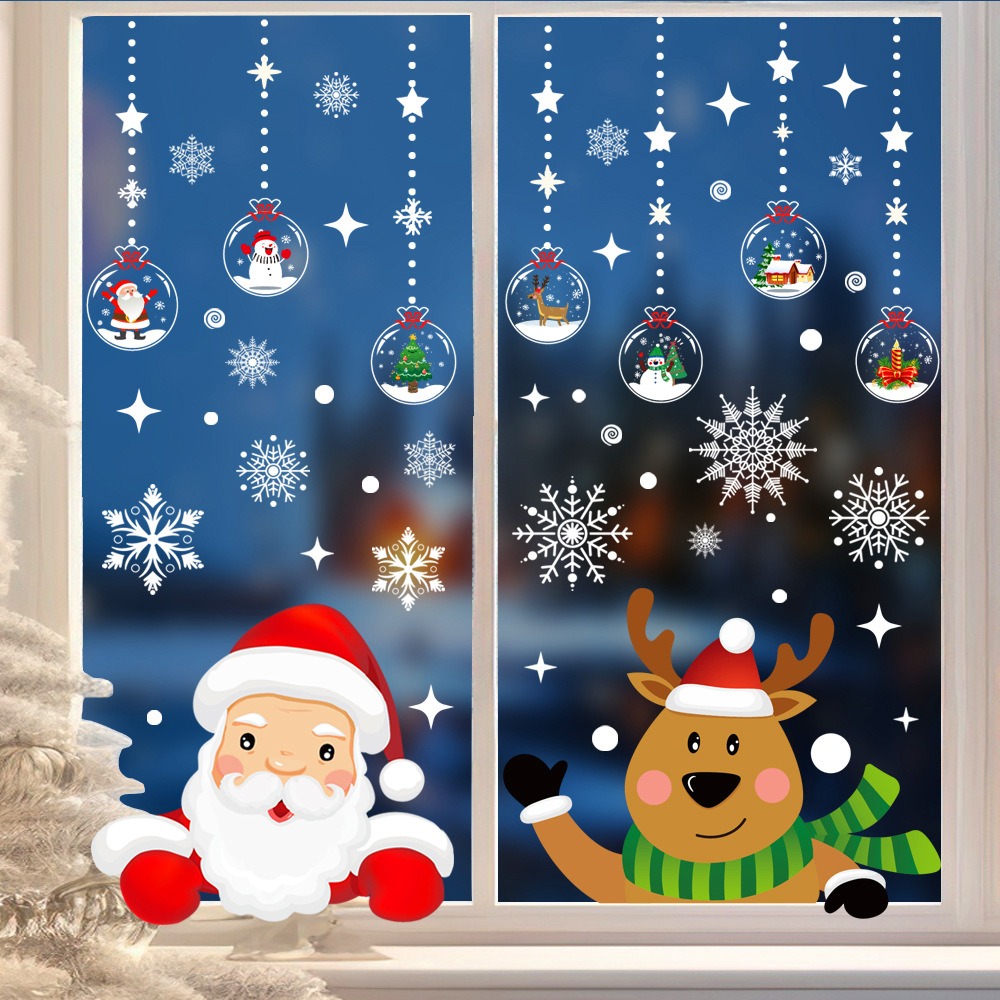 Snowflake Window Decal - Stiker Jendela Kartun Natal Santa Claus