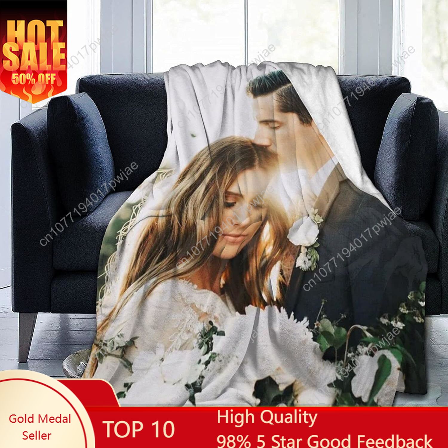 Christmas Throw Blanket - Selimut Kustom dengan Foto dan Teks