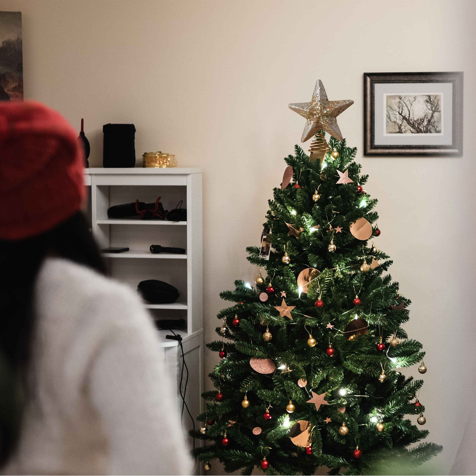 Star Tree Topper - Dekorasi Bintang Puncak Pohon Natal Berkilau