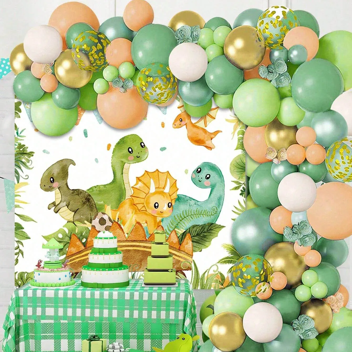 Tinsel Garland Decoration - Set Balon Dinosaurus untuk Dekorasi Ulang