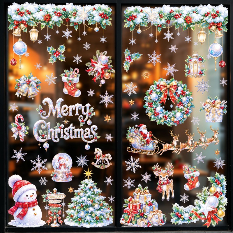 9 Lembar Stiker Jendela Natal  - Snowflake Window Decal ulasan dan harga