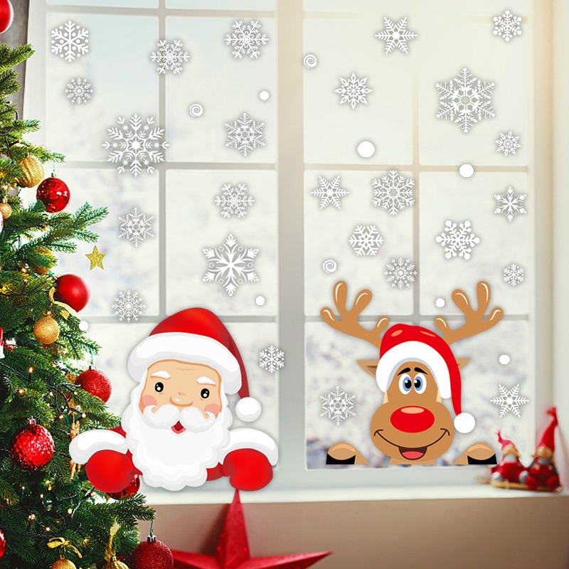 Stiker Jendela Kartun Natal Sa - Snowflake Window Decal ulasan dan harga