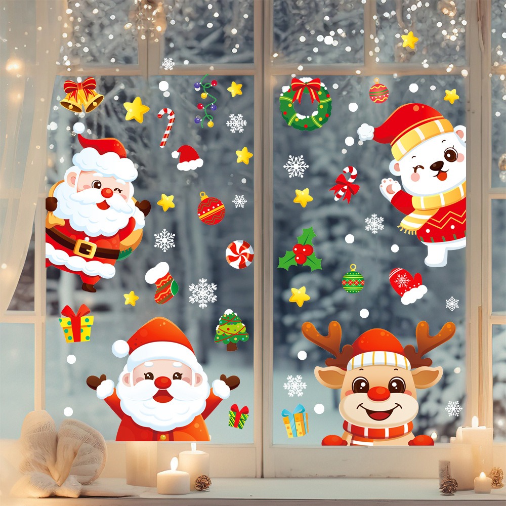 Stiker Jendela Kartun Natal Sa - Snowflake Window Decal ulasan dan harga