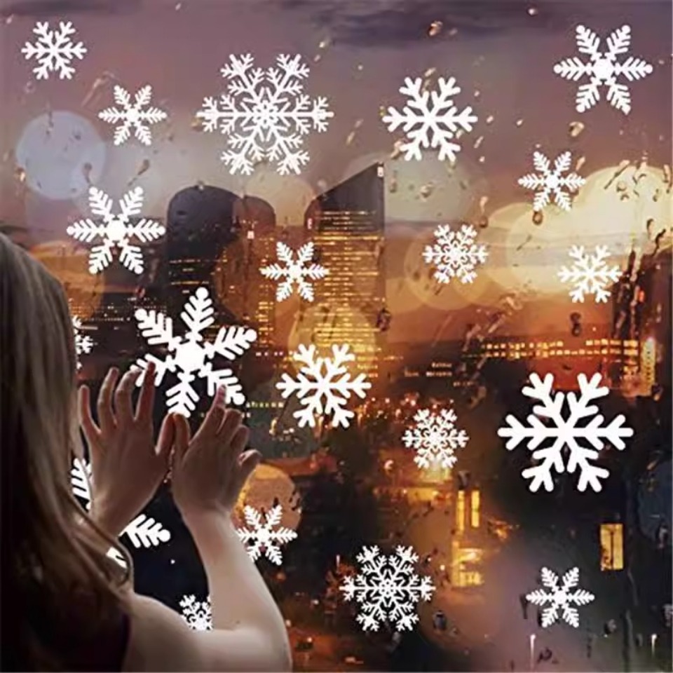 1Set Stiker Jendela Motif Kepi - Snowflake Window Decal ulasan dan harga