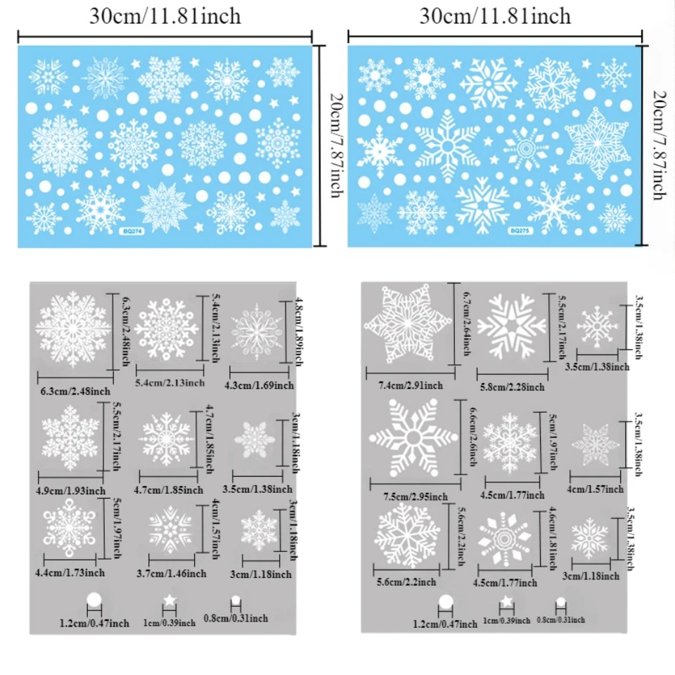 1Set Stiker Jendela Motif Kepi - Snowflake Window Decal ulasan dan harga