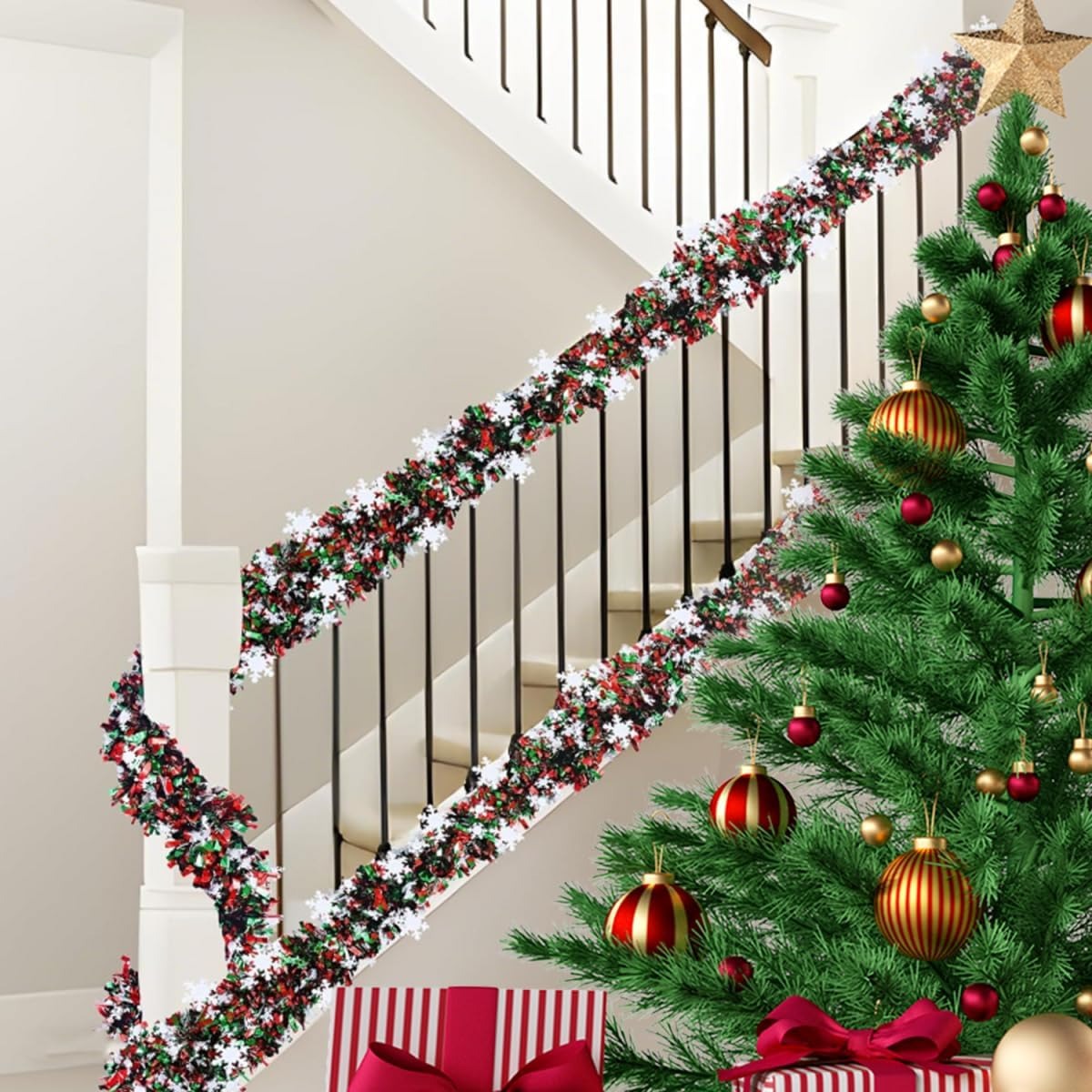 6,56 Kaki Garland Natal Berwar - Tinsel Garland Decoration ulasan dan harga