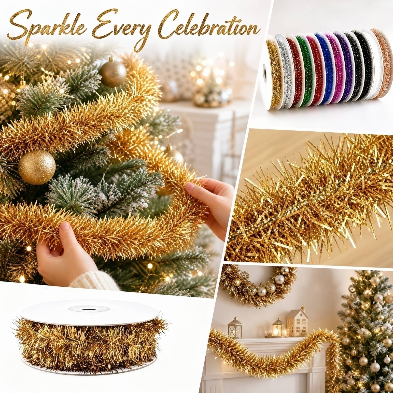 Rangkaian Kawat Plastik Panjan - Tinsel Garland Decoration ulasan dan harga