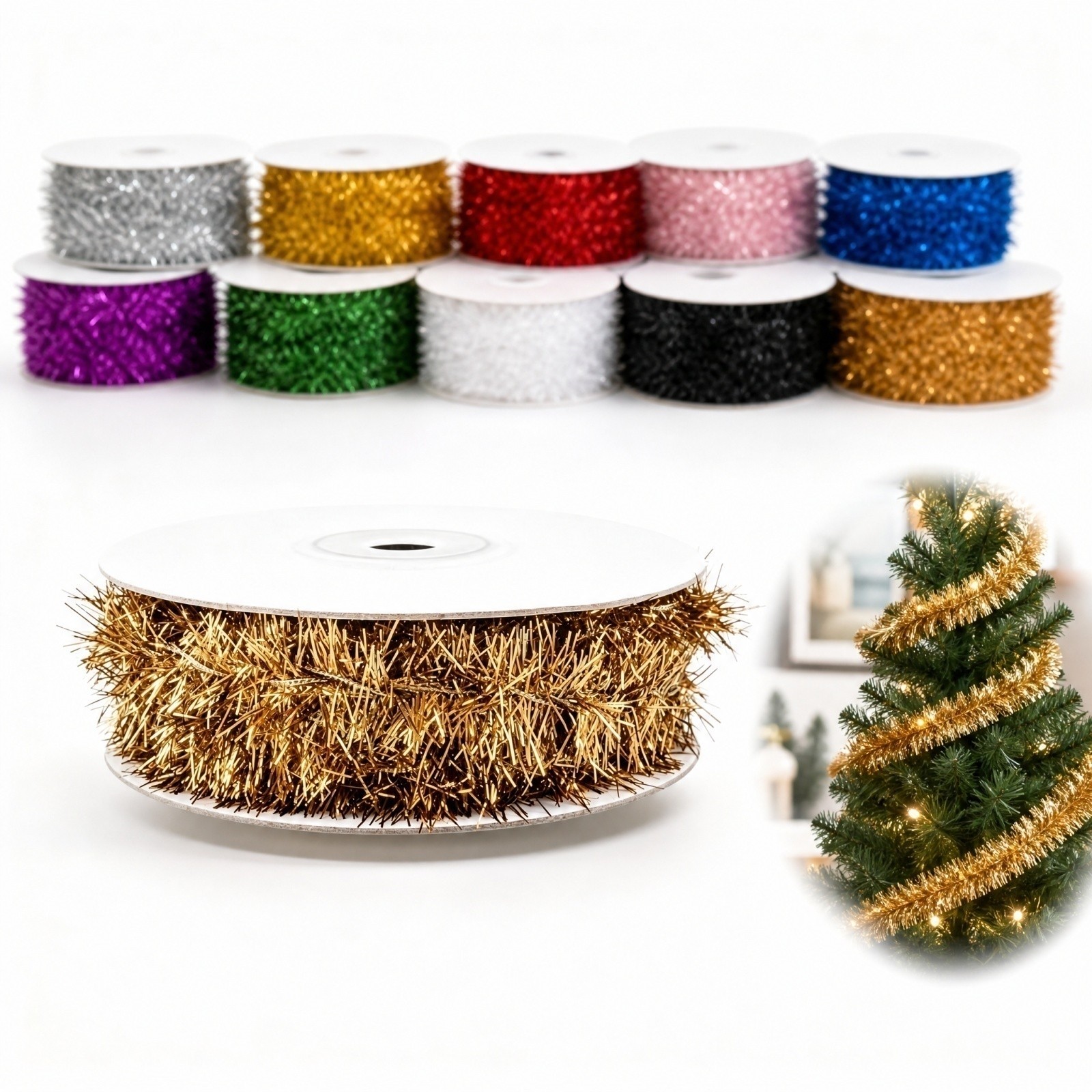 Rangkaian Kawat Plastik Panjan - Tinsel Garland Decoration ulasan dan harga